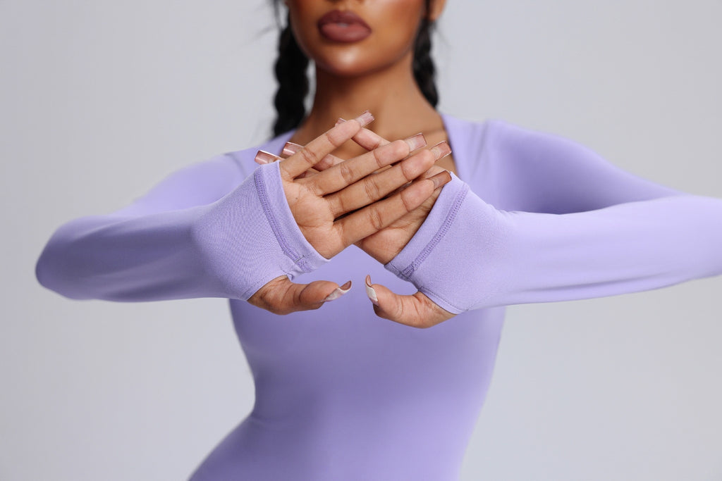 Square Neck Long Sleeve Flared Yoga Jumpsuit