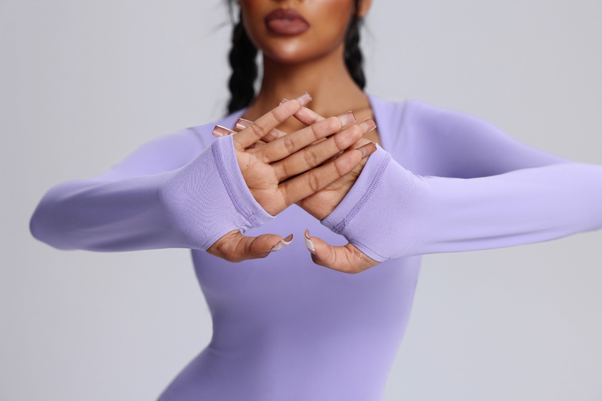 Square Neck Long Sleeve Flared Yoga Jumpsuit